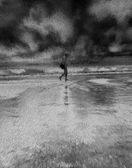 Girl on Cloudy Beach