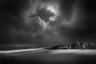 Beach surf in moonlight