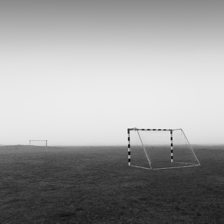 Soccer field in the fog Soccer field in the fog
